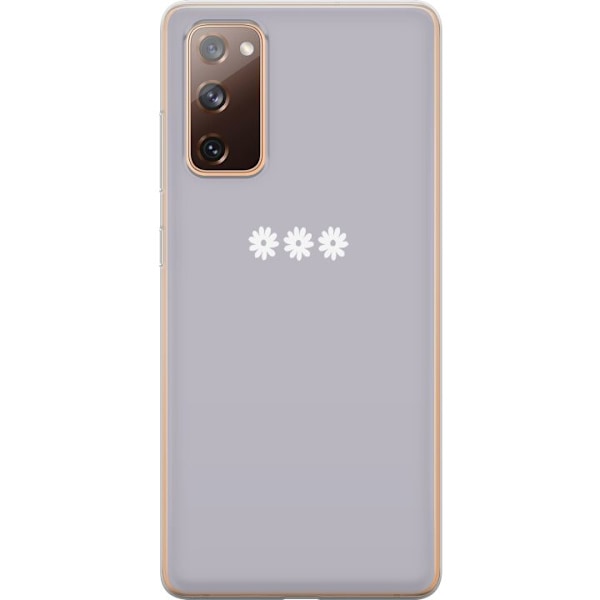 Samsung Galaxy S20 FE Genomskinligt Skal Lila Blomminimalism – stilrent blommotiv på lila bakgrund