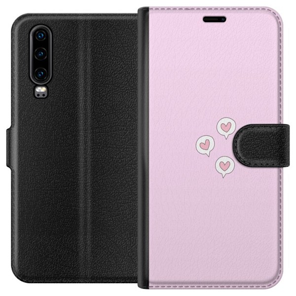 Huawei P30 Plånboksfodral Hjärtan i bubblor