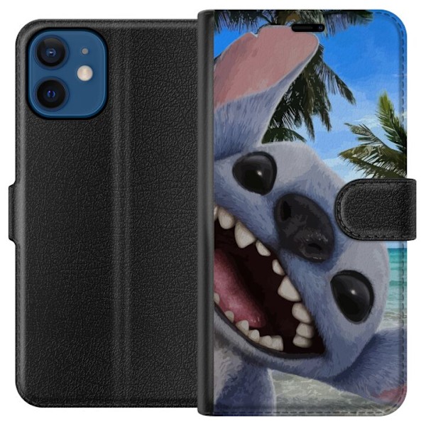 Apple iPhone 12 mini Plånboksfodral Stitch mobilskal med Palmer i söt vänskapsdesign