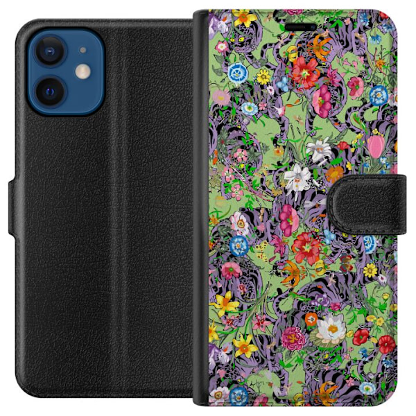 Apple iPhone 12 mini Lompakkokotelo Lila tiikerit