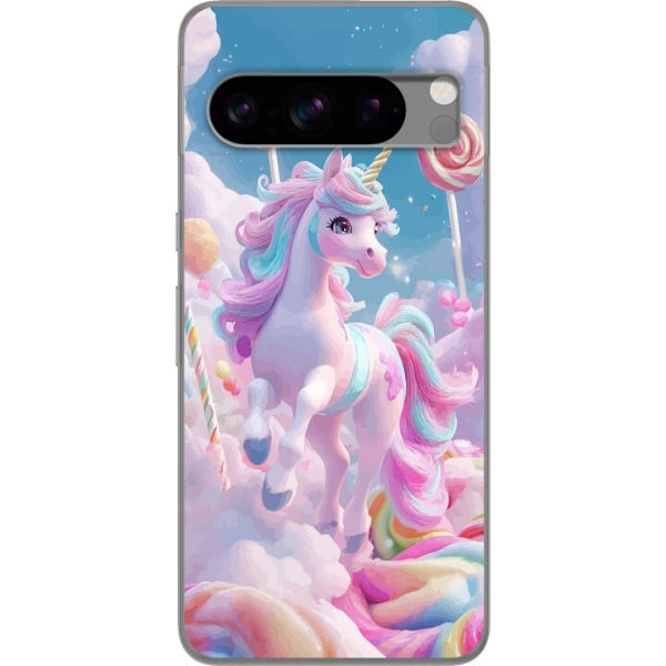 Google Pixel 8 Pro Läpinäkyvä kuori Yksisarvinen Candy Pastel Kawaii Suunnittelu Söpö Suosittu Väri Graafinen Trendi Lapsen Teema Fantasia Taide