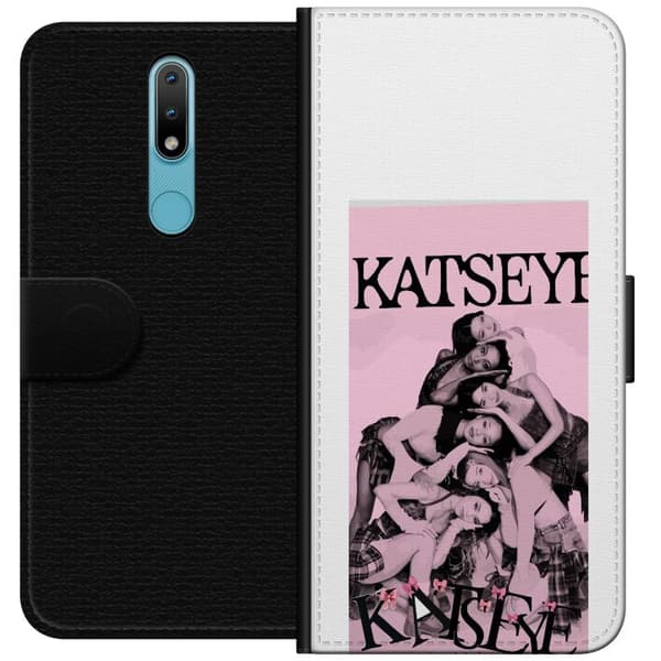 Kompatibelt Plånboksfodral till Nokia 2.4 KATSEYE i rosa rosa