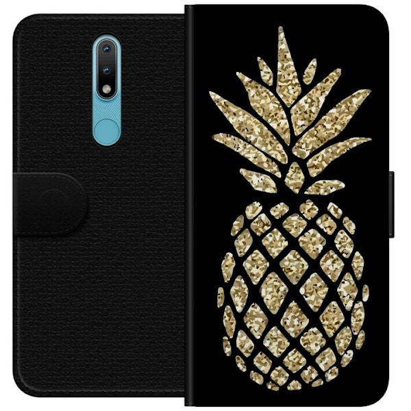 Nokia 2.4 Lompakkokotelo Ananas