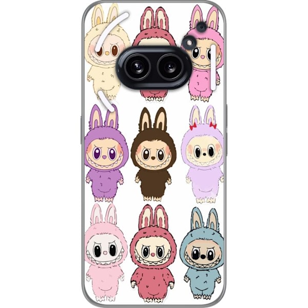 Nothing Phone (2a) Plus Gjennomsiktig deksel Labubu Pink Monst