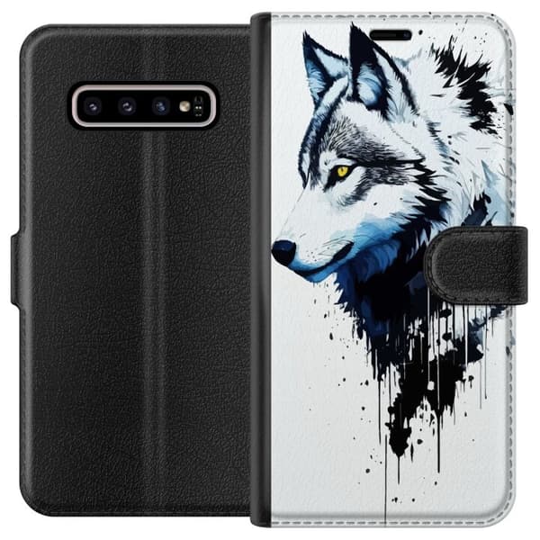 Kompatibelt Lommeboketui til Samsung Galaxy S10+ ulv