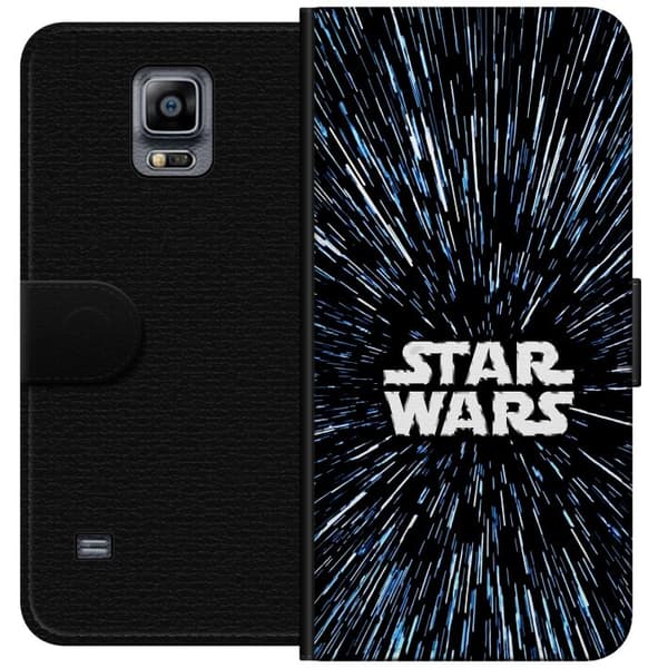 Kompatibel Tegnebogsetui til Samsung Galaxy Note 4 Star Wars-logo med hyperspace-stjerner i ikonisk sci-fi-design sort