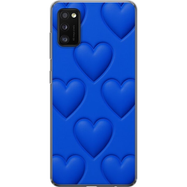 Samsung Galaxy A41 Läpinäkyvä kuori Siniset Sydämet
