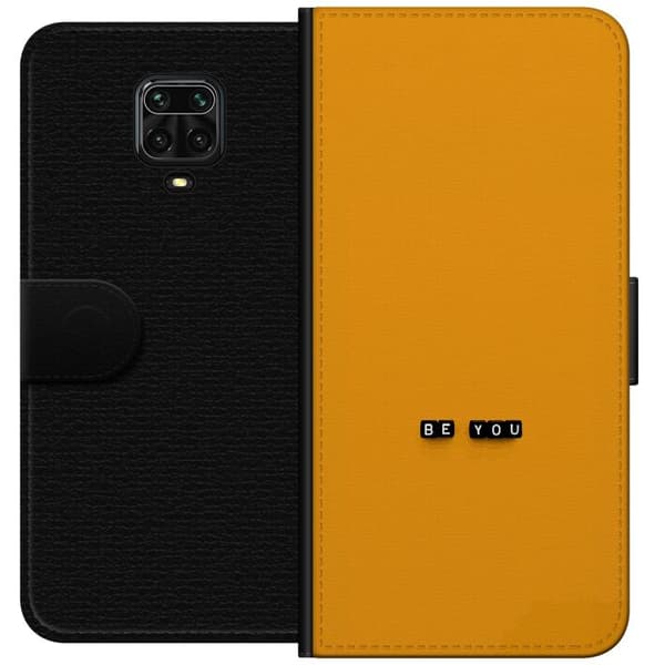 Kompatibelt Plånboksfodral till Xiaomi Redmi Note 9S Be You text orange