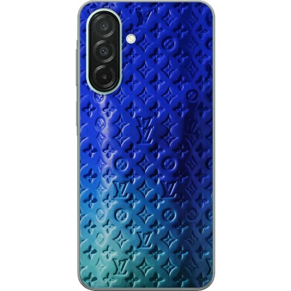 Kompatibelt Mobildeksel til Samsung Galaxy A26 Blått luksuriøst monogrammønster med elegant preget tekstur blå