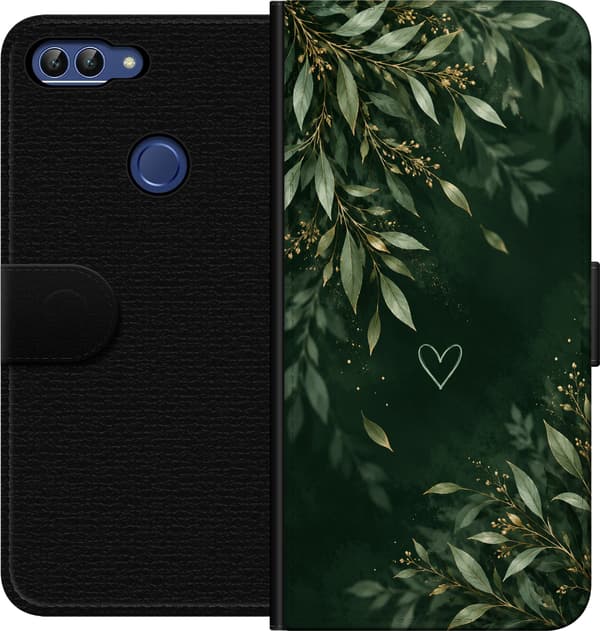 Kompatibelt Plånboksfodral till Huawei P smart Skogsblad grön