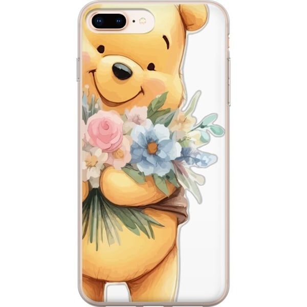 Apple iPhone 8 Plus Gennemsigtig cover Nalle Puh med blomster