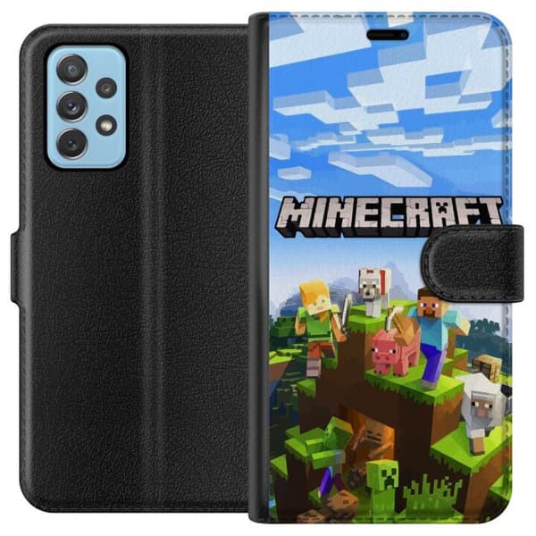 Kompatibel Tegnebogsetui til Samsung Galaxy A52 5G Minecraft Creeper-blok pixel retrospil