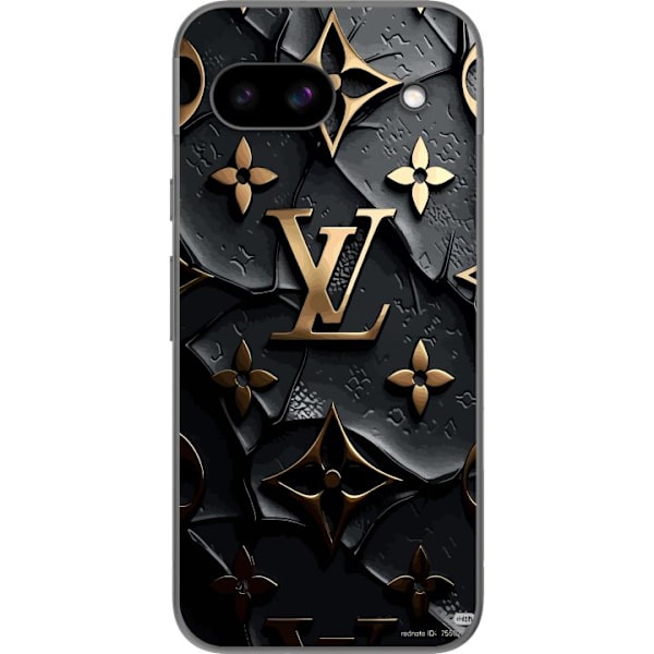 Google Pixel 8a Gennemsigtig cover Louis Vuitton Mørk Tilstand Design Sort Luksus Stil Mode Populær Grafisk Mønster Modeikon Luksusmærke
