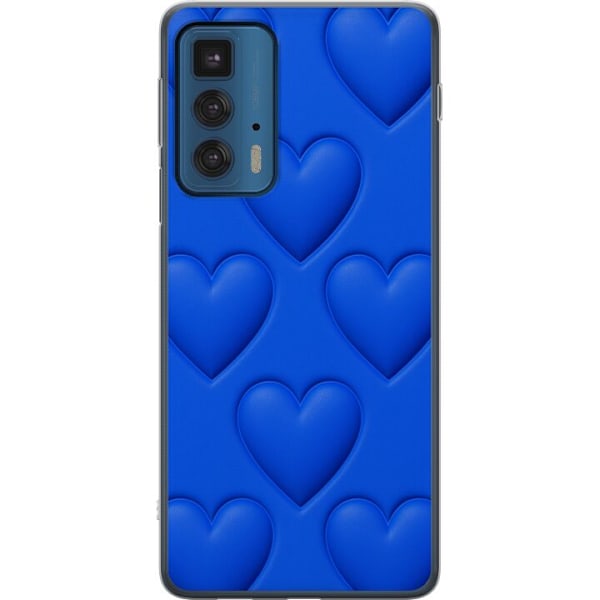 Motorola Edge 20 Pro Läpinäkyvä kuori Siniset Sydämet