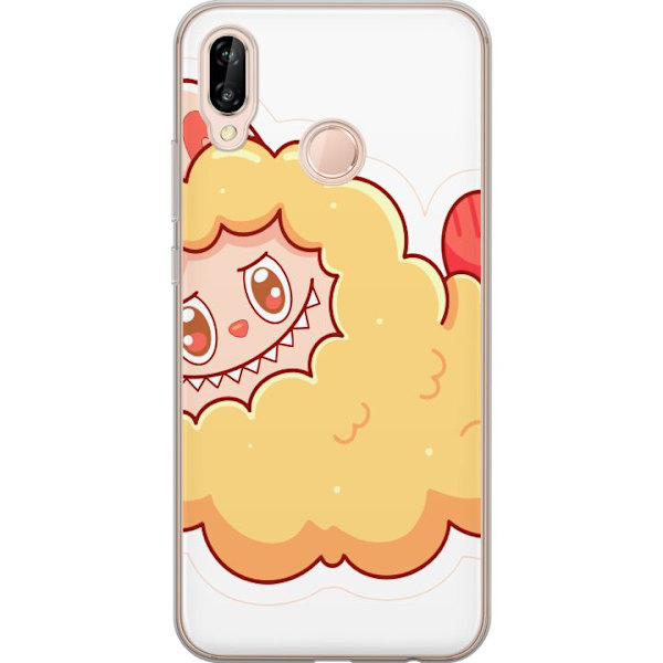 Huawei P20 lite Genomskinligt Skal Labubu Tvättbjörn Pop Mart Figur Samlarobjekt Söt Design Populärt Motiv Art Toy Kreativ Figurserie