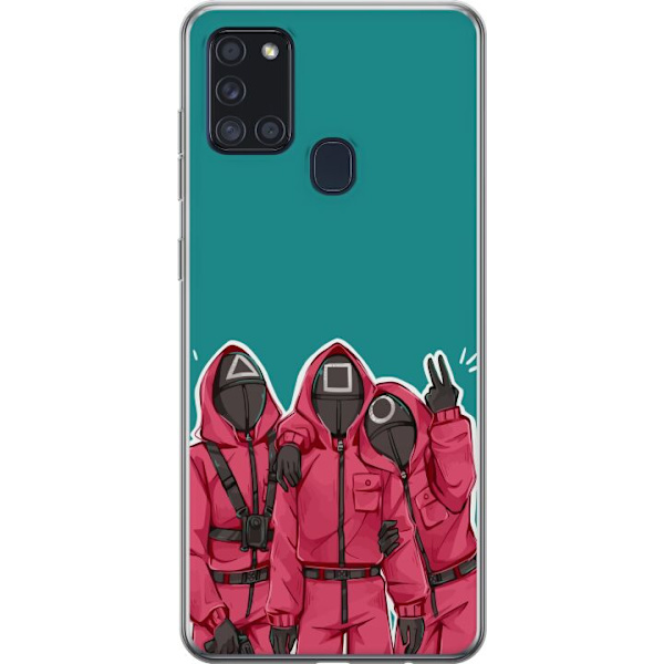 Samsung Galaxy A21s Gennemsigtig cover Squid Game Karakterer Grafisk Design Seriefigurer Populær TV Motiv Asiatisk Stil Spændende Trend