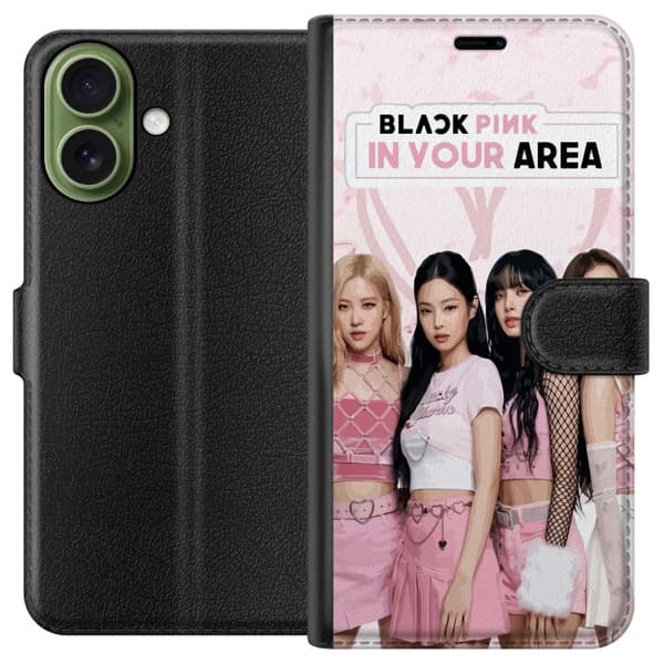 Kompatibel Tegnebogsetui til Apple iPhone 18 Jennie Rosé Lisa og Jisoo sammen i lyserøde outfits mod lyserød baggrund pink
