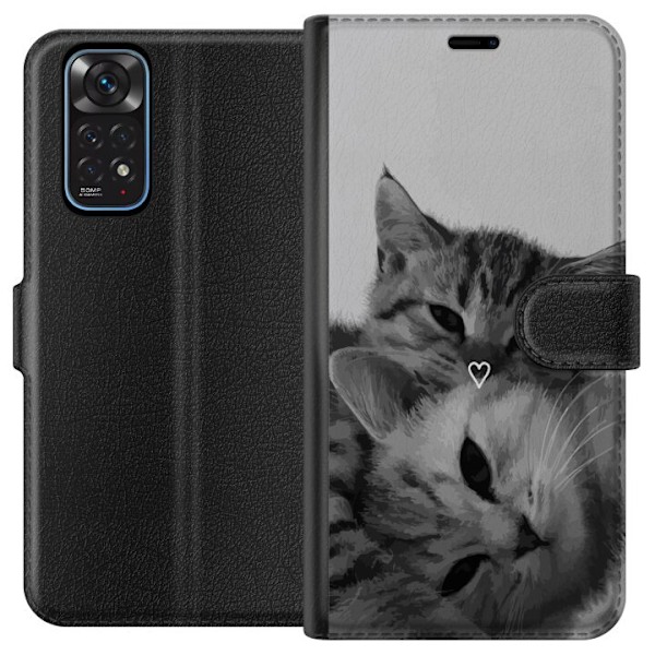 Xiaomi Redmi Note 11 Plånboksfodral Katt Hjärta