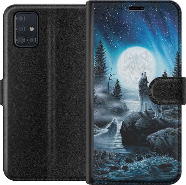 Kompatibel Tegnebogsetui til Samsung Galaxy A51 Ulve
