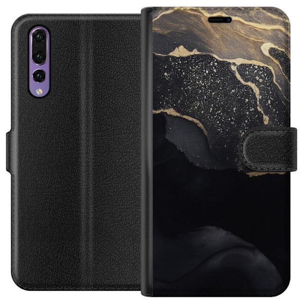 Huawei P20 Pro Plånboksfodral Svart guld abstrakt