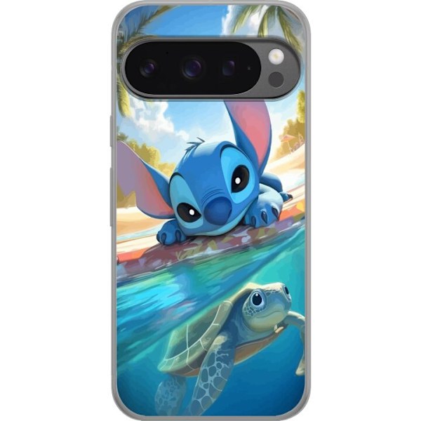 Google Pixel 9 Pro XL Gjennomsiktig deksel Stitch med skilpadd