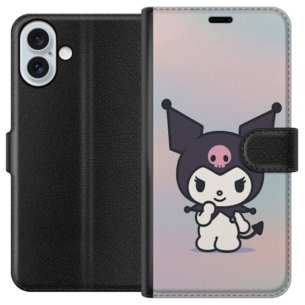 Apple iPhone 16 Plus Tegnebogsetui Kawaii Sanrio Kuromi