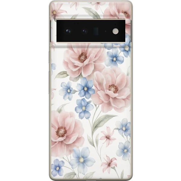 Google Pixel 6 Pro Genomskinligt Skal Romantiska blommor
