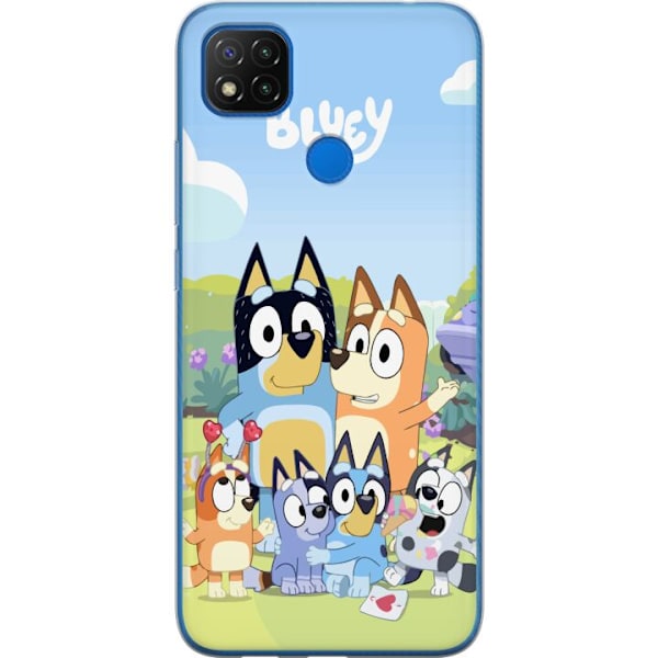 Xiaomi Redmi 9C NFC Genomskinligt Skal Bluey mobilskal med hela familjen i färgglad design