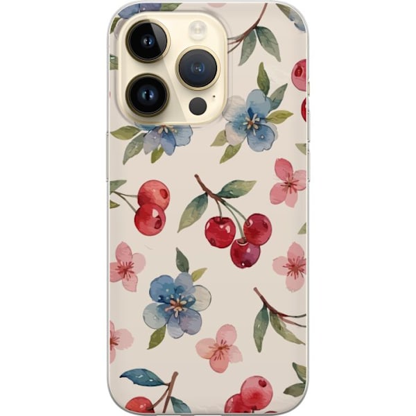 Apple iPhone 14 Pro Genomskinligt Skal Bär & Blommor – mön