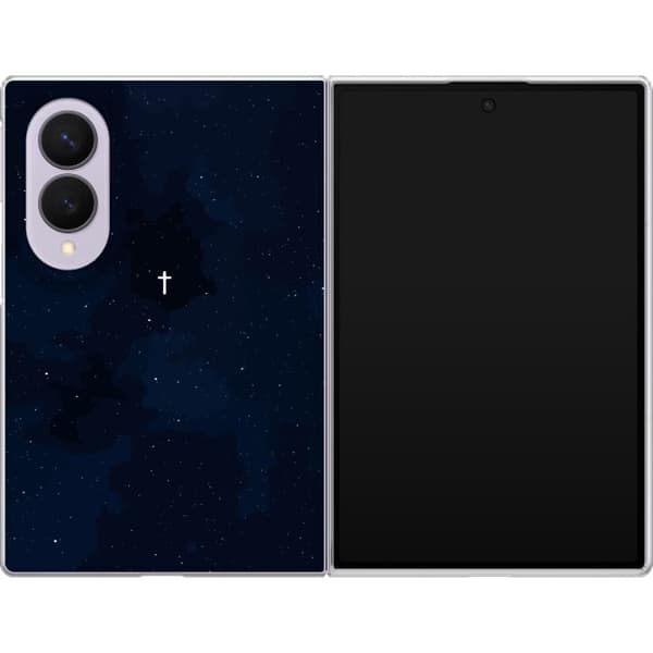 Kompatibelt Mobildeksel til Samsung Galaxy Z Fold8 Vitt kors på stjärnhimmel blå