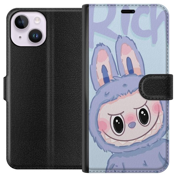 Apple iPhone 15 Tegnebogsetui Blå Kanin Labubu