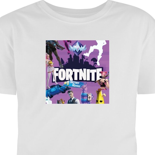 T-paita Aikuisille | Klassinen Aikuisten T-paita Fortnite valkoinen L