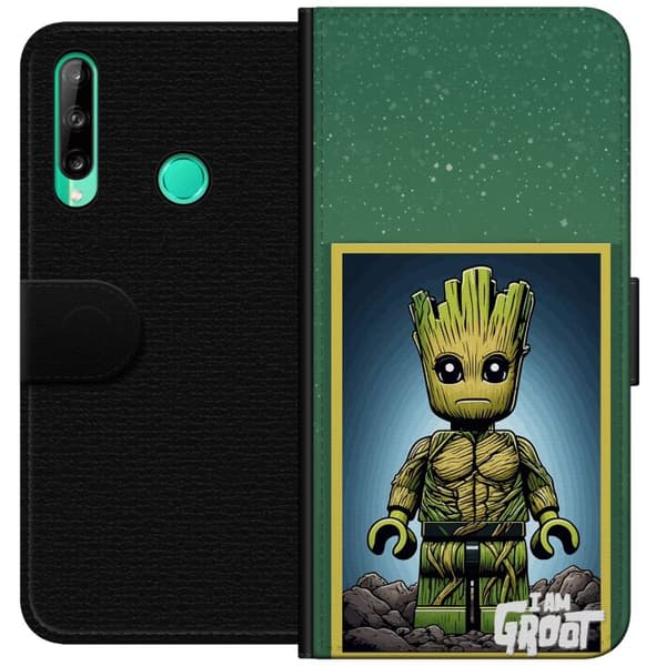 Kompatibel Tegnebogsetui til Huawei P40 lite E Robot med röda ögon grå