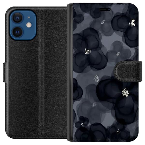 Kompatibel Tegnebogsetui til Apple iPhone 12 mini Abstrakte blomster i mørke nuancer med bløde former, moderne og kunstnerisk design