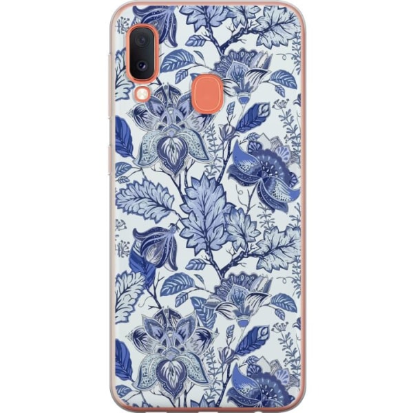 Samsung Galaxy A20e Gennemsigtig cover Blomster Blå...