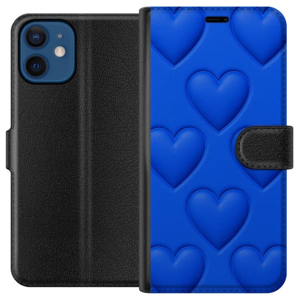 Kompatibelt Lommeboketui til Apple iPhone 12 Blå Hjerter