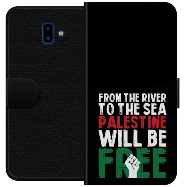 Samsung Galaxy J6+ Plånboksfodral Free Palestine – politiskt statement med kraftfullt grafiskt uttryck