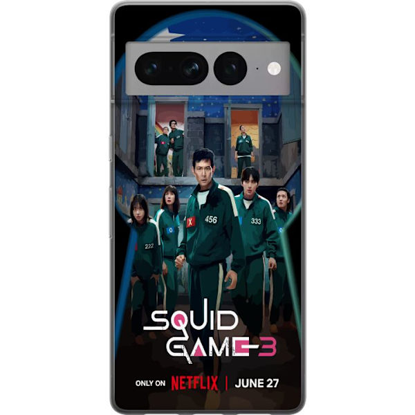 Google Pixel 7 Pro Läpinäkyvä kuori Squid Game Kausi 3 TV-sarjan hahmot Suositut TV-sarja Motiivit Ikoni Jännitys Draama Aasialainen suunnittelu T