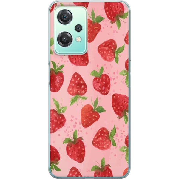 OnePlus Nord CE 2 Lite 5G Genomskinligt Skal Strawberry Dreams – jordgubbsmönster i retrostil