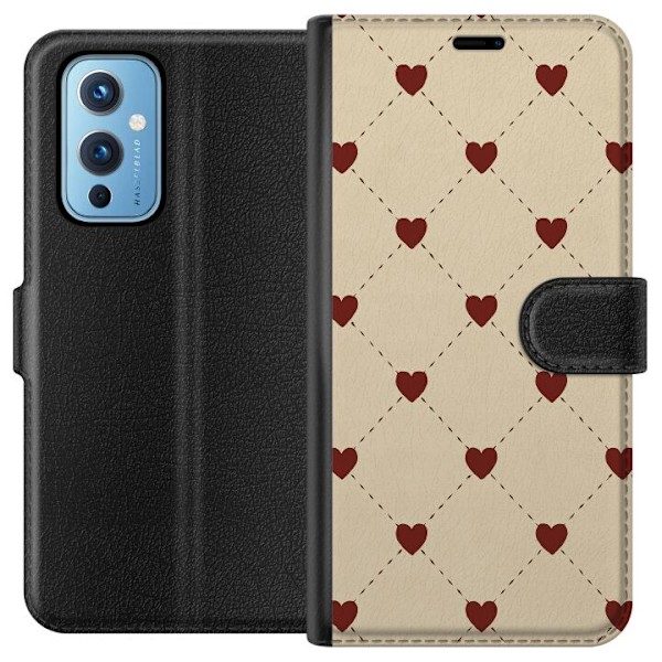 OnePlus 9 Tegnebogsetui Hjertegitter