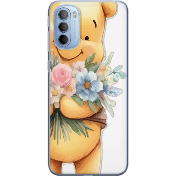 Motorola Moto G31 Gjennomsiktig deksel Nalle Puh med blomster