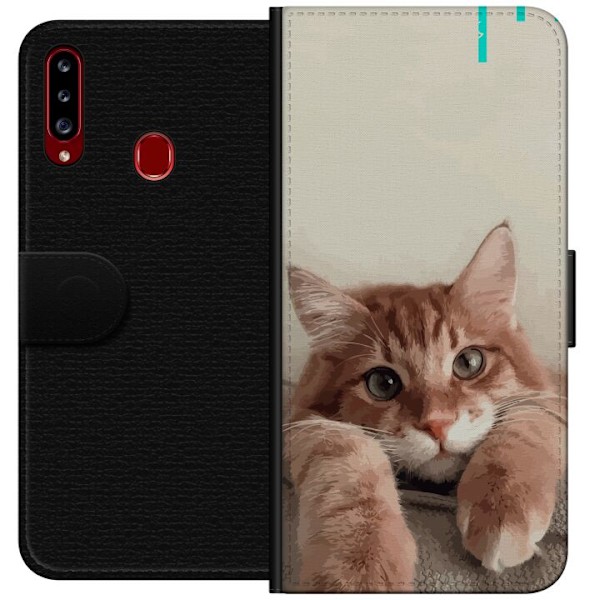 Samsung Galaxy A20s Plånboksfodral Katt