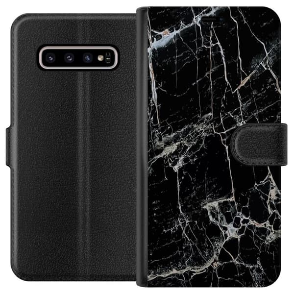 Kompatibelt Lommeboketui til Samsung Galaxy S10+ Marmor Svart