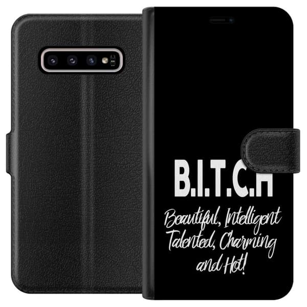 Kompatibelt Lommeboketui til Samsung Galaxy S10+ Tekst