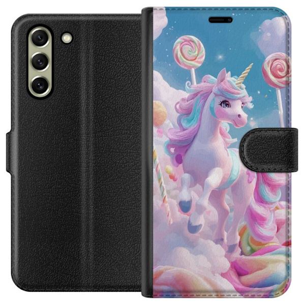 Samsung Galaxy S21 FE 5G Lompakkokotelo Yksisarvinen Candy Pastel Kawaii Suunnittelu Söpö Suosittu Väri Graafinen Trendi Lapsen Teema Fantasia Taid