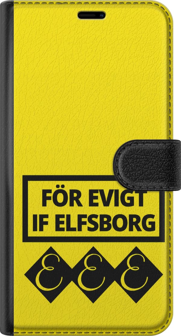 Kompatibel Tegnebogsetui til Sony Xperia 1 VI Gul evighedstekst - Sort supportertekst i rektangulær ramme over tre sorte symboler på gul baggrund gul
