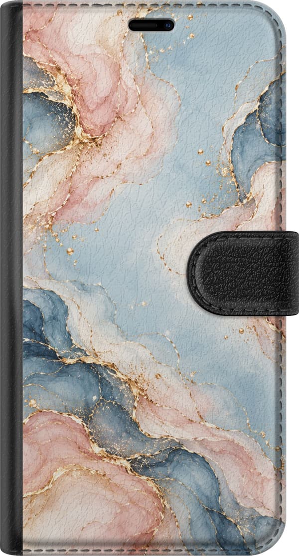Kompatibelt Plånboksfodral till Samsung Galaxy A35 Pastellmarmor blå