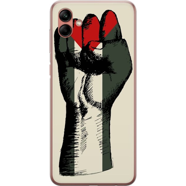 Samsung Galaxy A04 Gennemsigtig cover Hånd bundet i Palæstinas farver - kraftfuldt symbol for frihedsbevægelsen