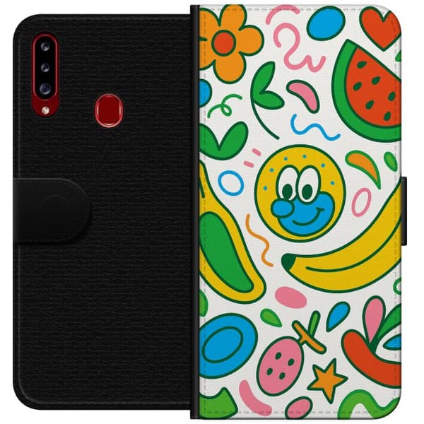 Kompatibel Tegnebogsetui til Samsung Galaxy A20s Sommerfugle Slør