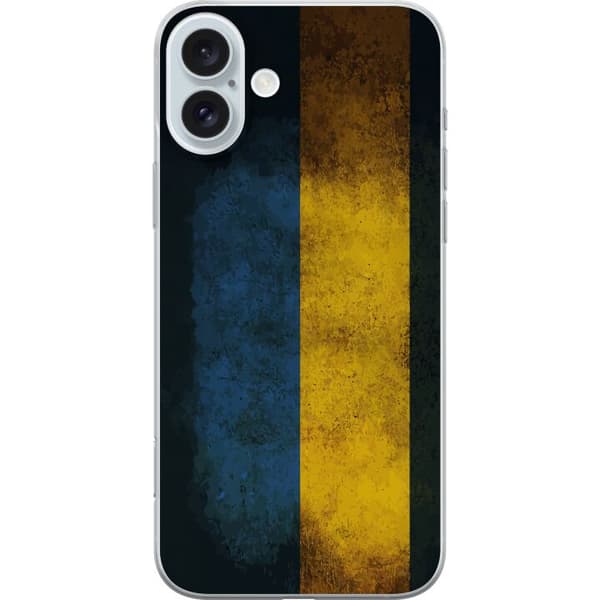 Kompatibelt Mobildeksel til Apple iPhone 16 Plus Ukrainas flagg med grungeeffekt og rå tekstur i blått og gult blå